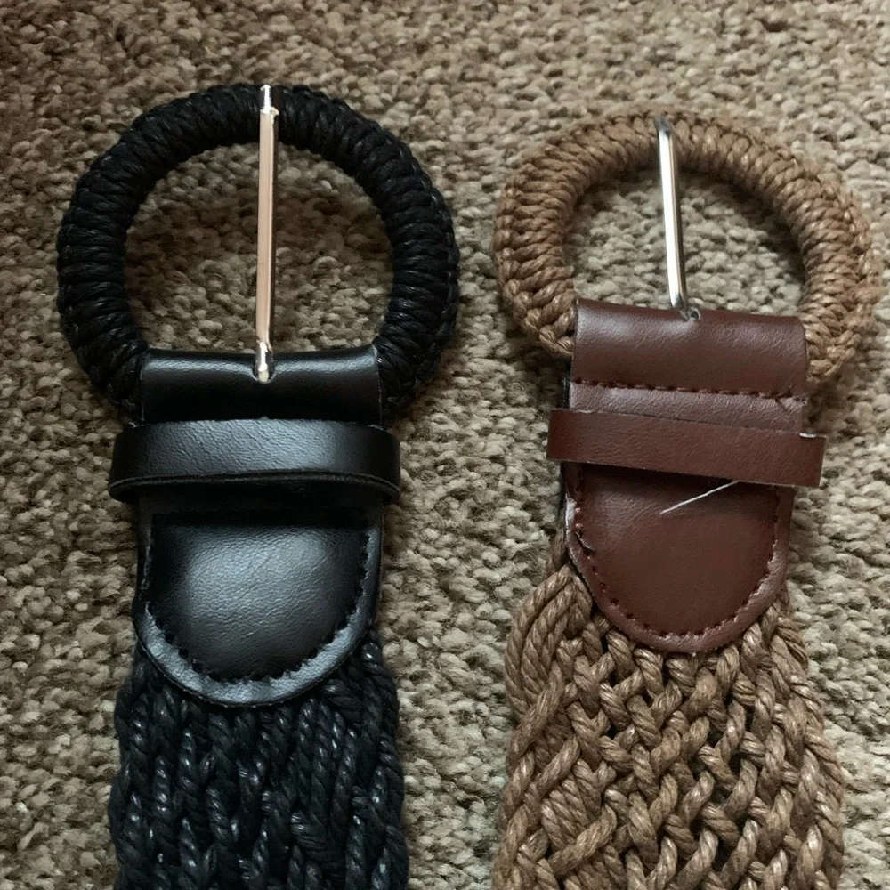 Vintage Woven Belts Bundle Lot Brown Black
